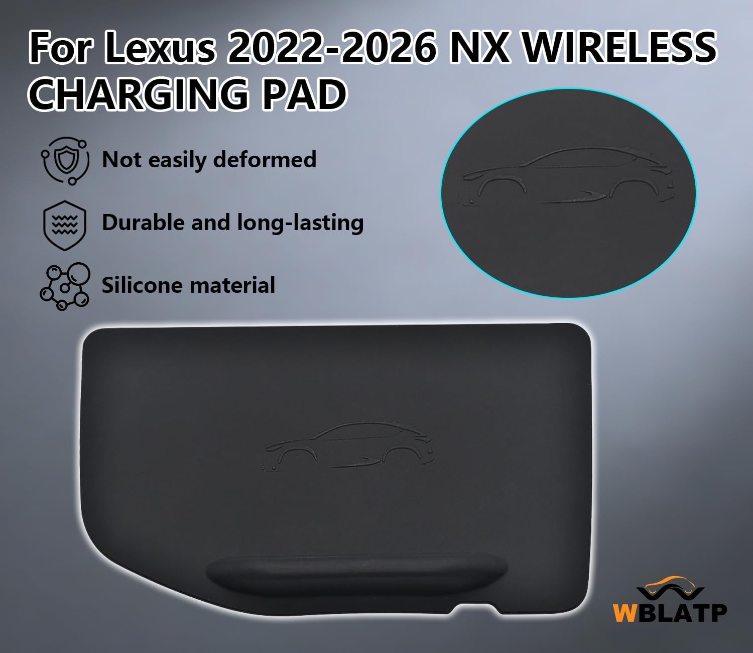 Wireless Charging Anti-Slip Mat for Lexus 2022-2026 NX NX250/NX350/NX350h/NX450h+ Accessories Silicone Material Center Console Liner Protective Pad