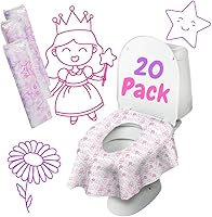 Cadily Princess XL Disposable Toilet Seat Covers for Toddlers 20 Pack - Waterproof Travel Potty Liners for Potty Training Girls & Boys