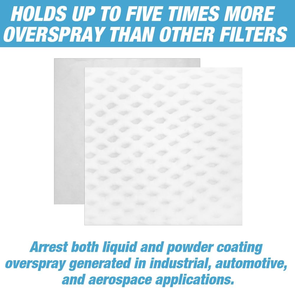 Paint Pocket Overspray Spray Booth Exhaust Filters 20 x 20 Inch (20 Pack) – High Capacity Paper Arrestor Pads for Automotive & Industrial Paint Booth Filtration 26516