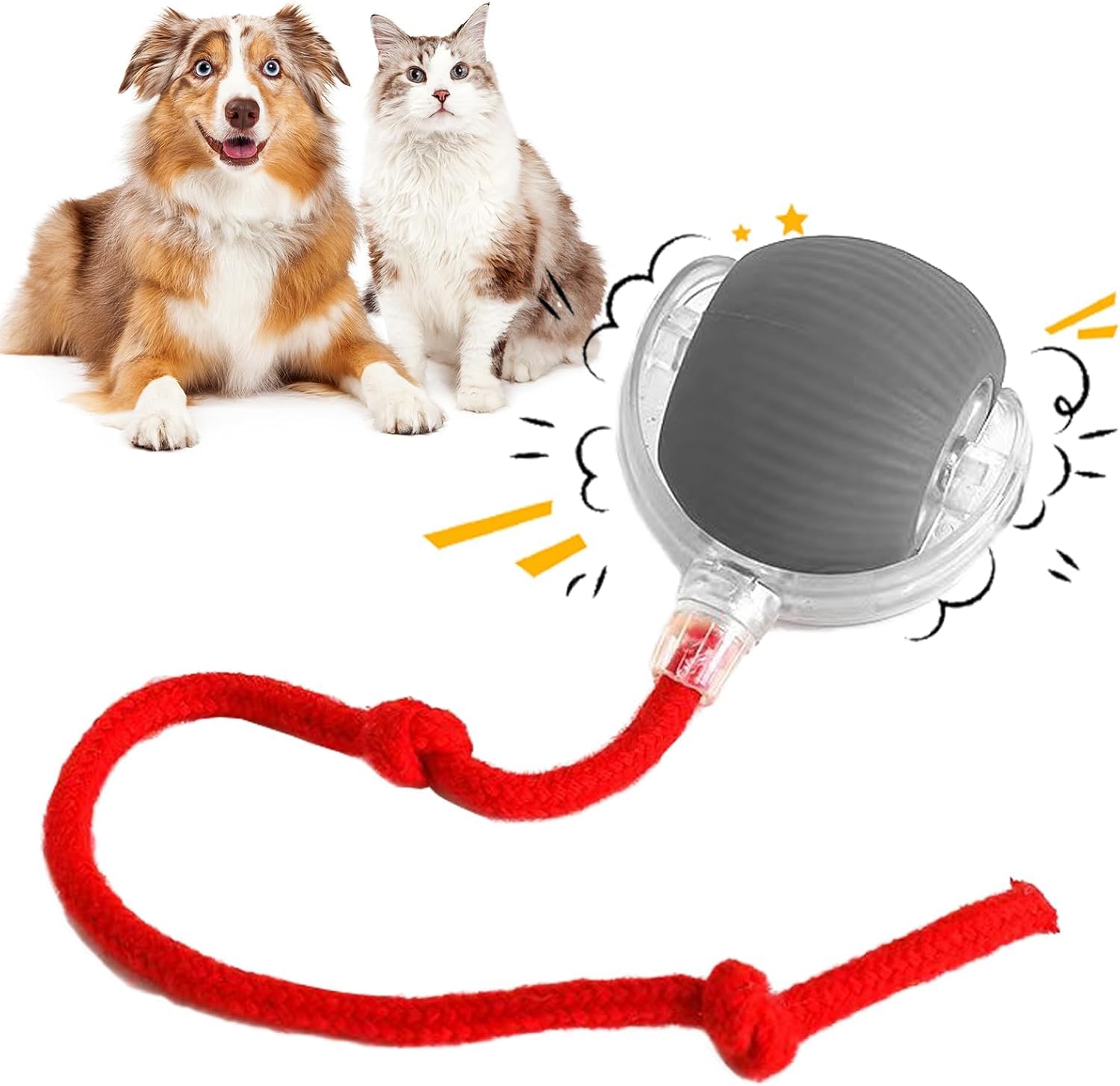 Asslye Interactive Cat Toy - Chewie Viral Rolling Ball, 360° Smart Automatic Pet Ball, Chase Mate, Electric Dog Toy, Rechargeable Irregular Moving for Cats & Dogs