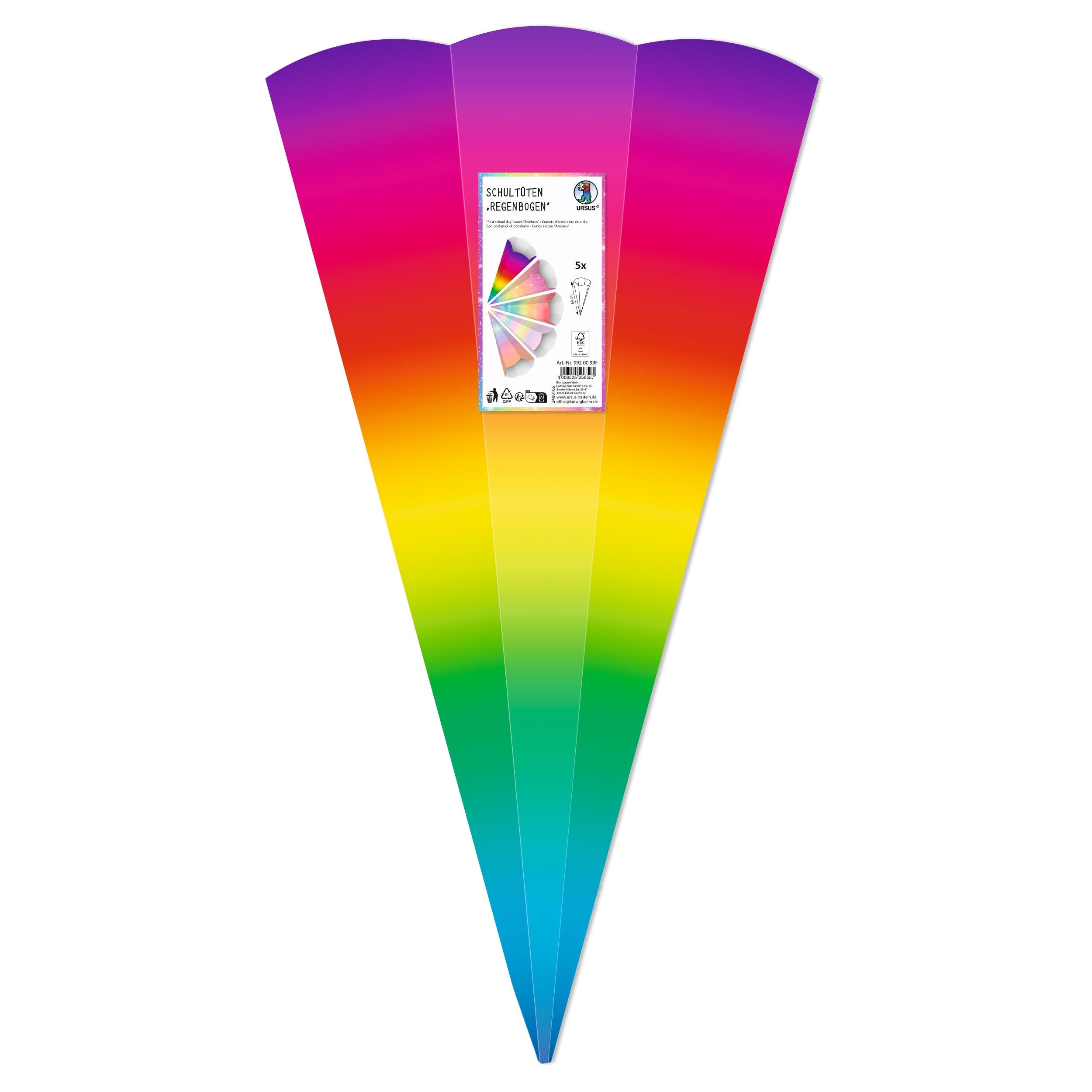 Conos de regalo de 68 cm Ursus para chuches escolares con base hexagonal rígida