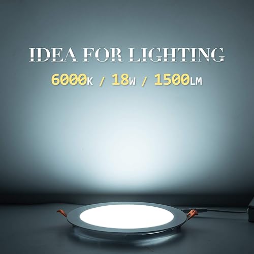 Miniatura 10 de Luz empotrable LED de 8 pulgadas con caja de conexiones, paquete de 6 luces LED empotrables ultrafinas. 4000K blanco frío, 18 W 110 V