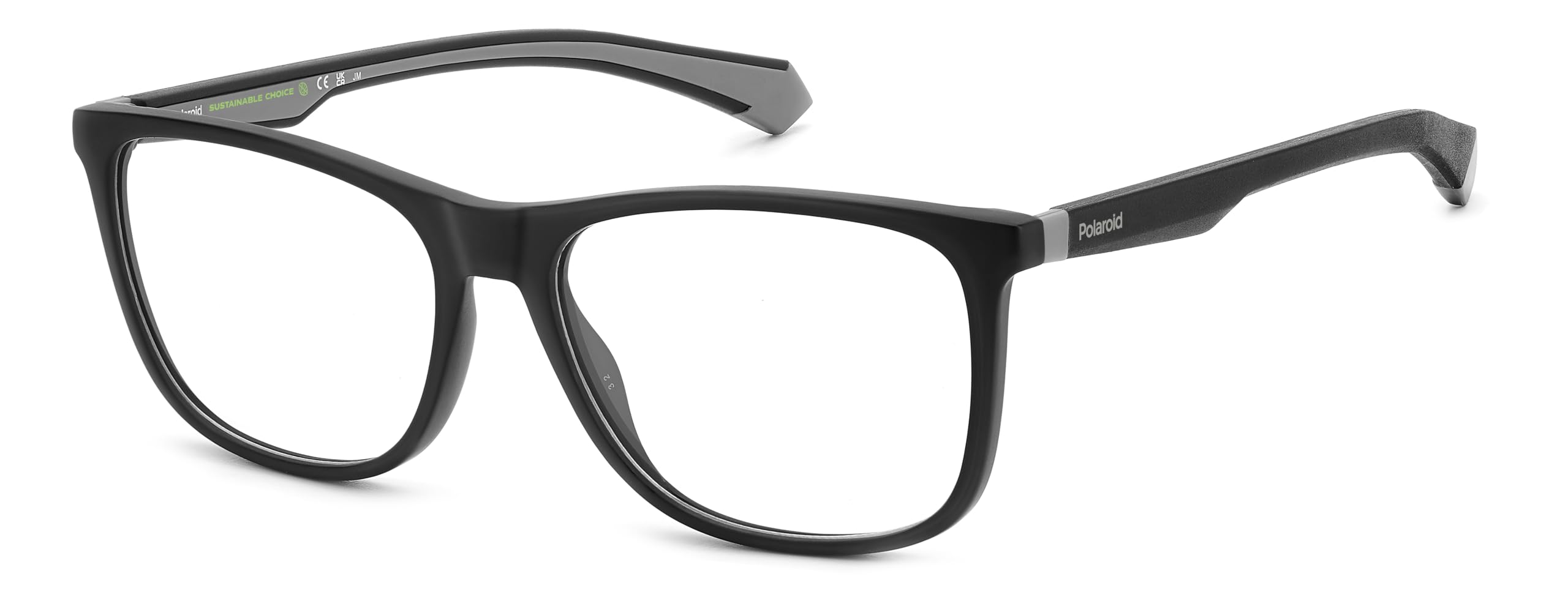 Polaroid PLD D517 Unisex-Brille Vollrand Quadratisch Kunststoff-Gestell 55/16/145, schwarz