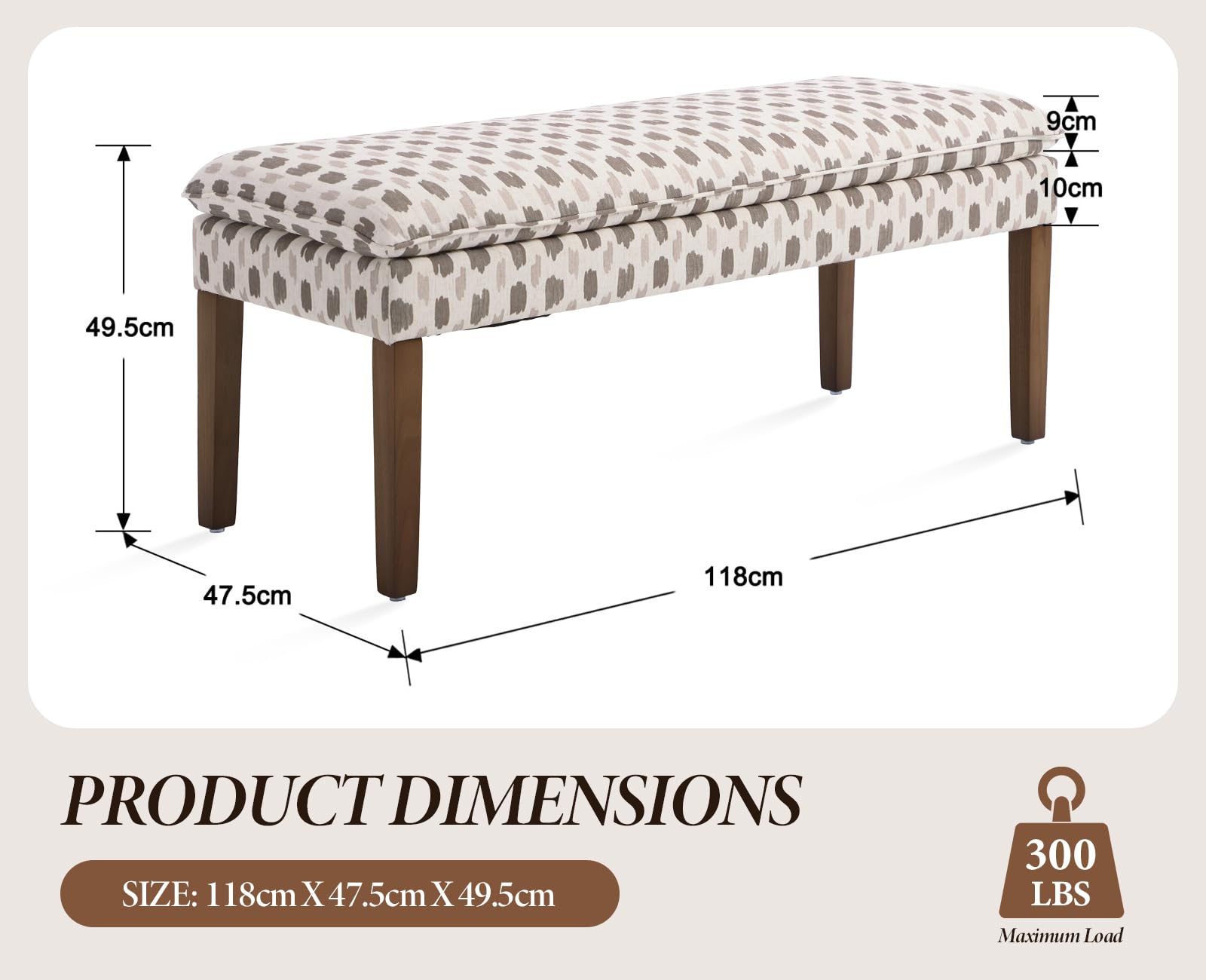 Banc Bout de Lit Bois Massif Banquette d'Entrée en Lin Banc Ottoman Vintage pour Entrée/Salon/Chambre, Kaki