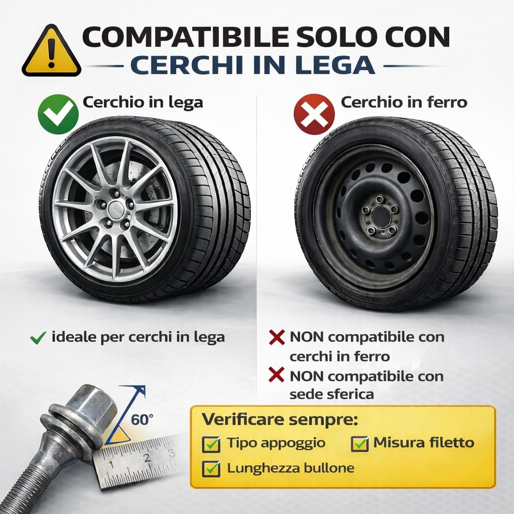 16 Bulloni Fissaggio Ruote Compatibile Con Citroen Saxo C3 Xsara C5 Berlingo C2 C4 C6 C3 DS3 DS4 DS5 dal 2003 - Jeep Avenger - Fiat 600 - Alfa Romeo Junior Gomme Cerchi in LEGA M12x1,25 hex 17