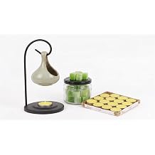 Modern Seramik Buhurdanl k Seti - 16'l  Tealight Mum ve De i tirilebilir Aroma Wax Hediye YE L