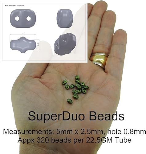 Miniatura 2 de Czech SuperDuo - Cuentas de cristal de semillas de dos agujeros, 0.217 x 0.098 in, brillo blanco, 0.85 oz