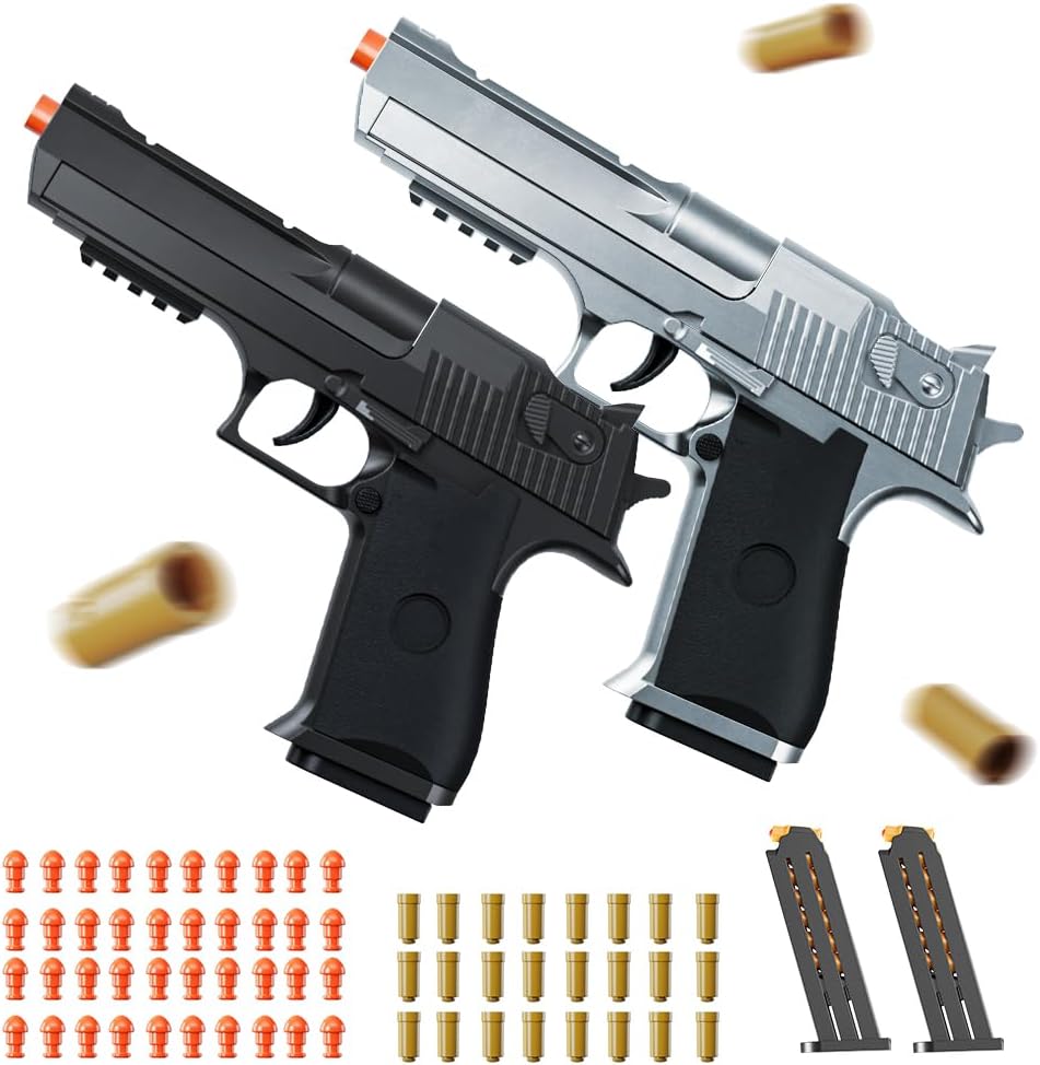 Amazon.com: 2 Pack Shell Ejecting Toy Gun - Semi-Automatic Handgun with ...