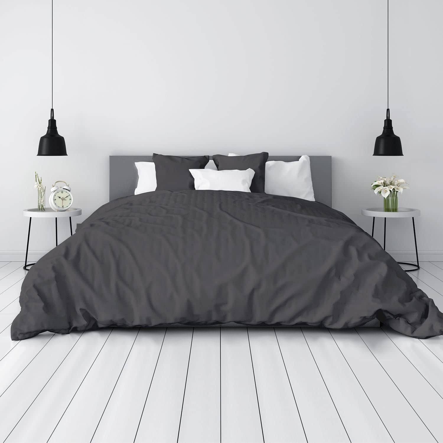 Tafts Duvet Cover King Size, 3 Piece Set, Pure 100% Viscose Derived from Bamboo, Luxuriously Soft, Silky Smooth and Cooling, 2 Pillowcases (King, Midnight Black)