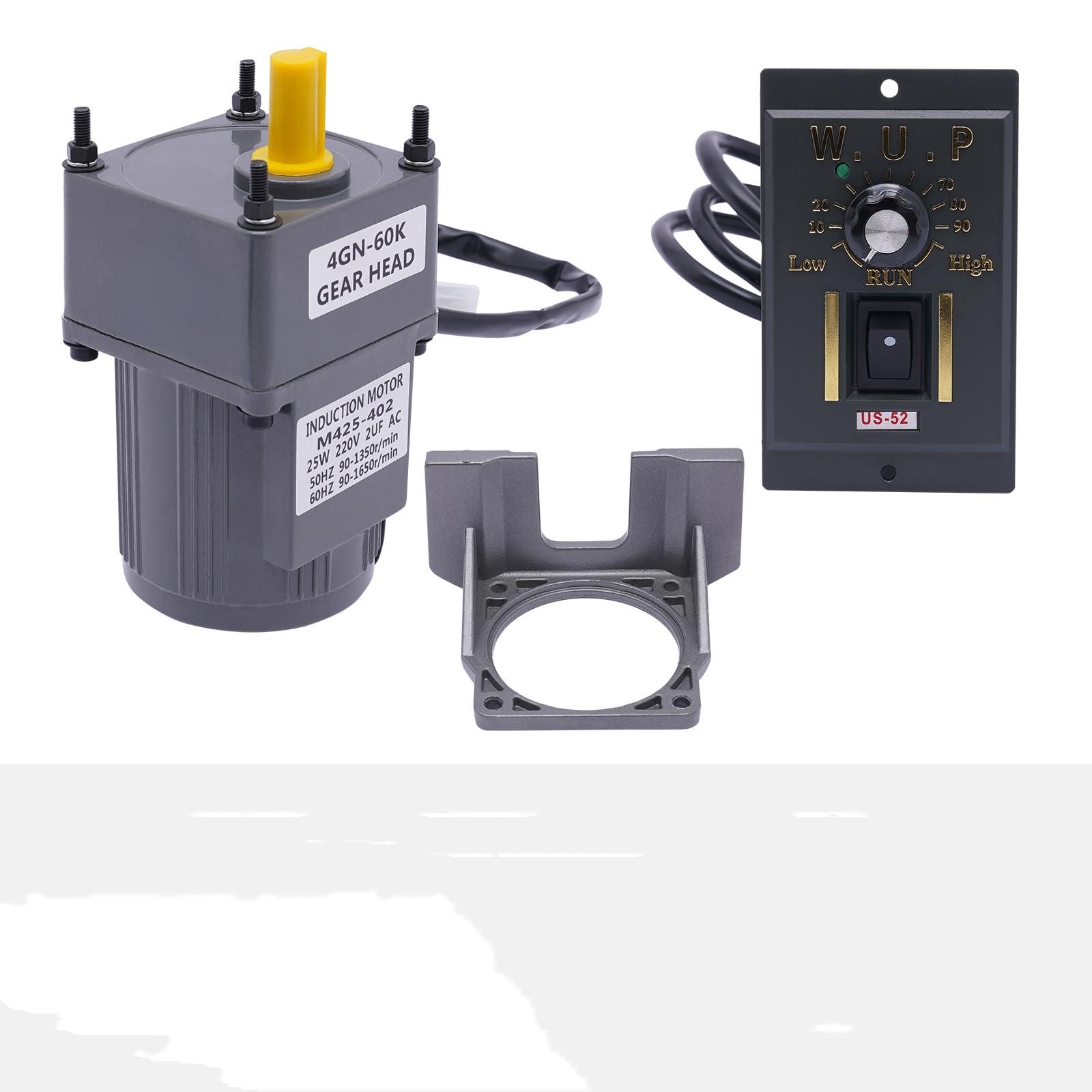 220V 25W Mini Aluminiumguss Getriebemotor mit Kupferspule, Einstellbare Geschwindigkeit Elektrische Getriebemotor mit Drehzahlregler, 60K Getriebemotoren Kit Wechselstrom-Getriebemotor