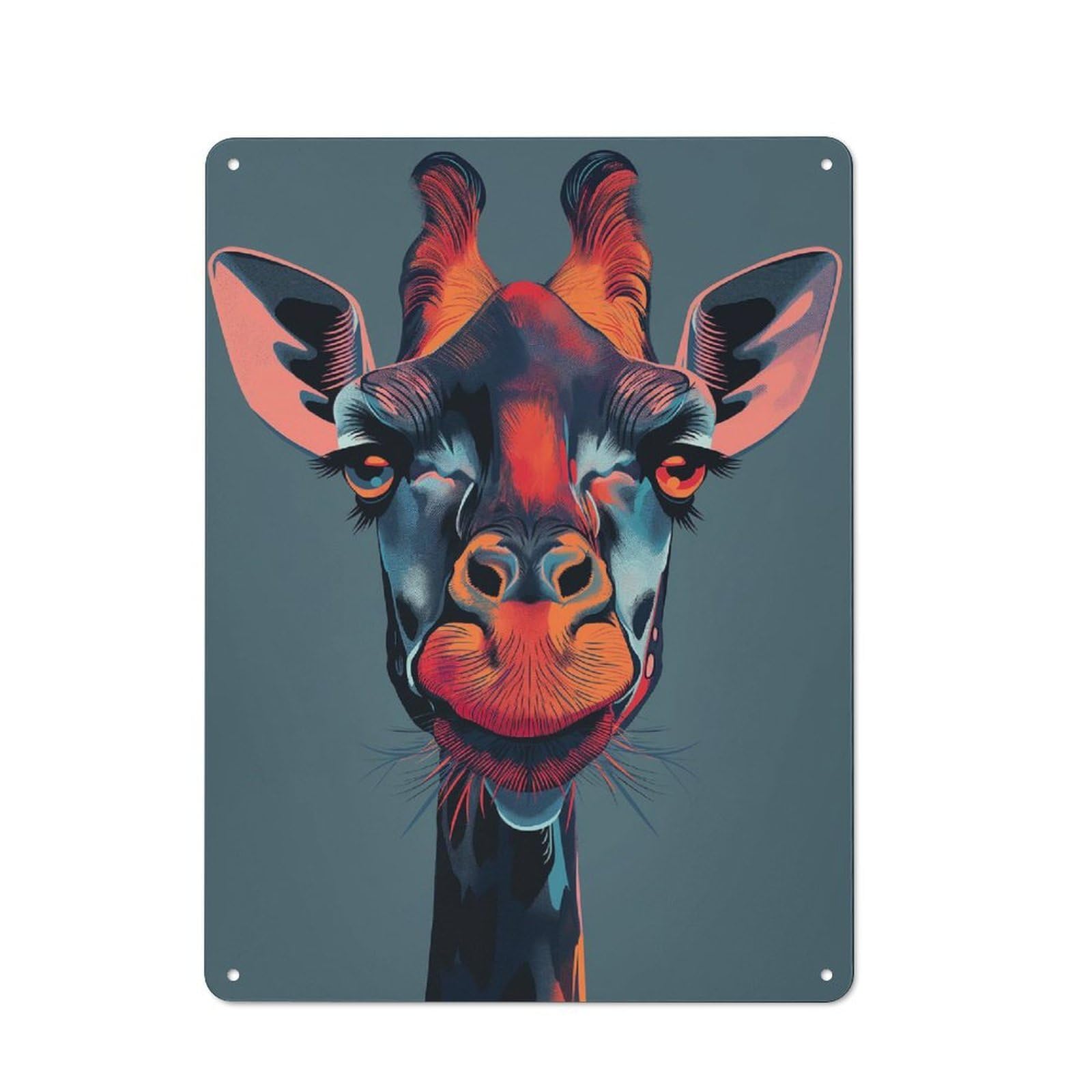 Junmoney Giraffe Portrait Animal Vintage Tin Sign 40X30cm With For Hobby Room Or Studio, For Metal Sign Collectors, For Garage And Workshop Walls