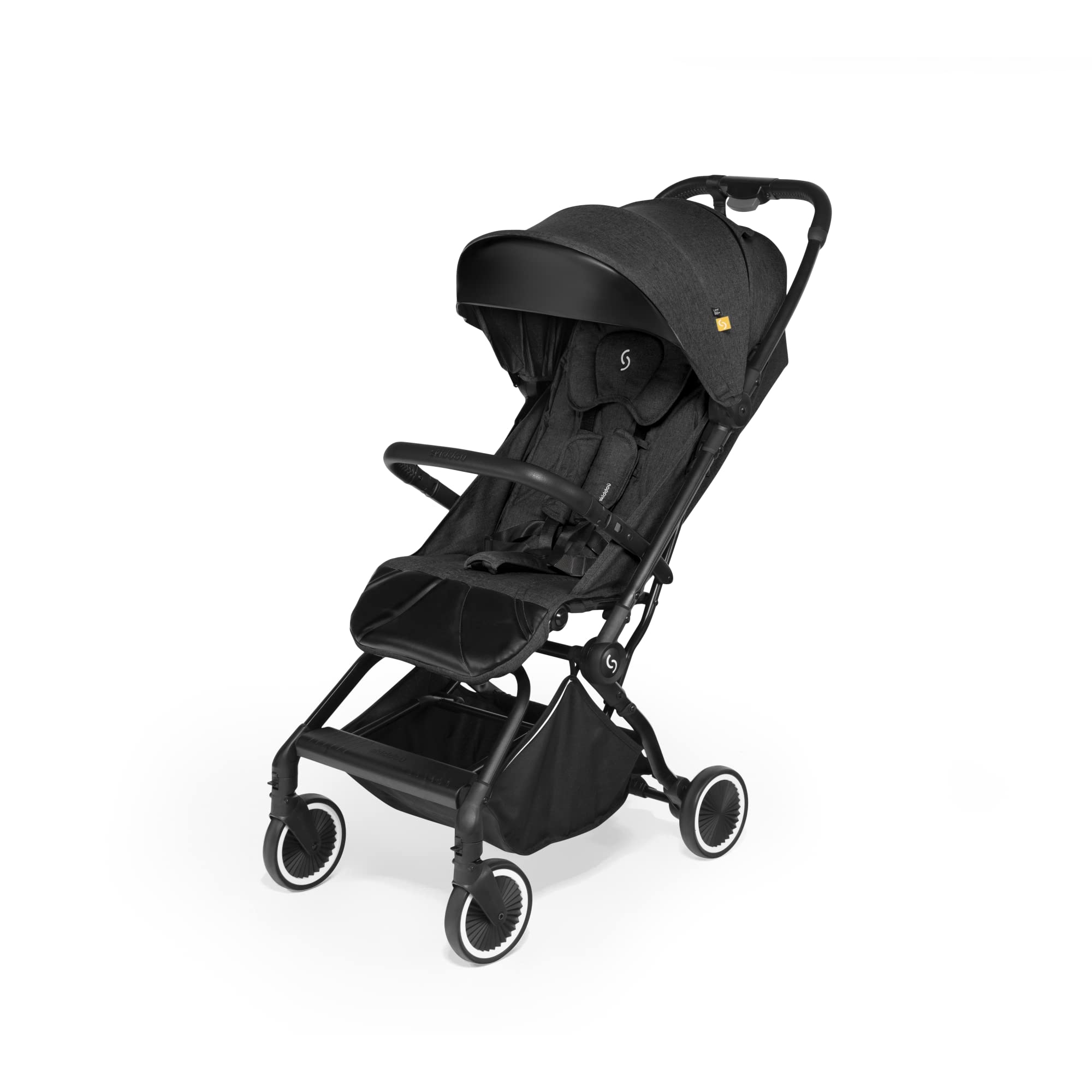 skiddoü poussette hamac pour enfant Espoo poussette pliable poussette canne pour enfant, structure légère en aluminium pliable d’une seule main, petite poussette de voyage, compacte, Noir