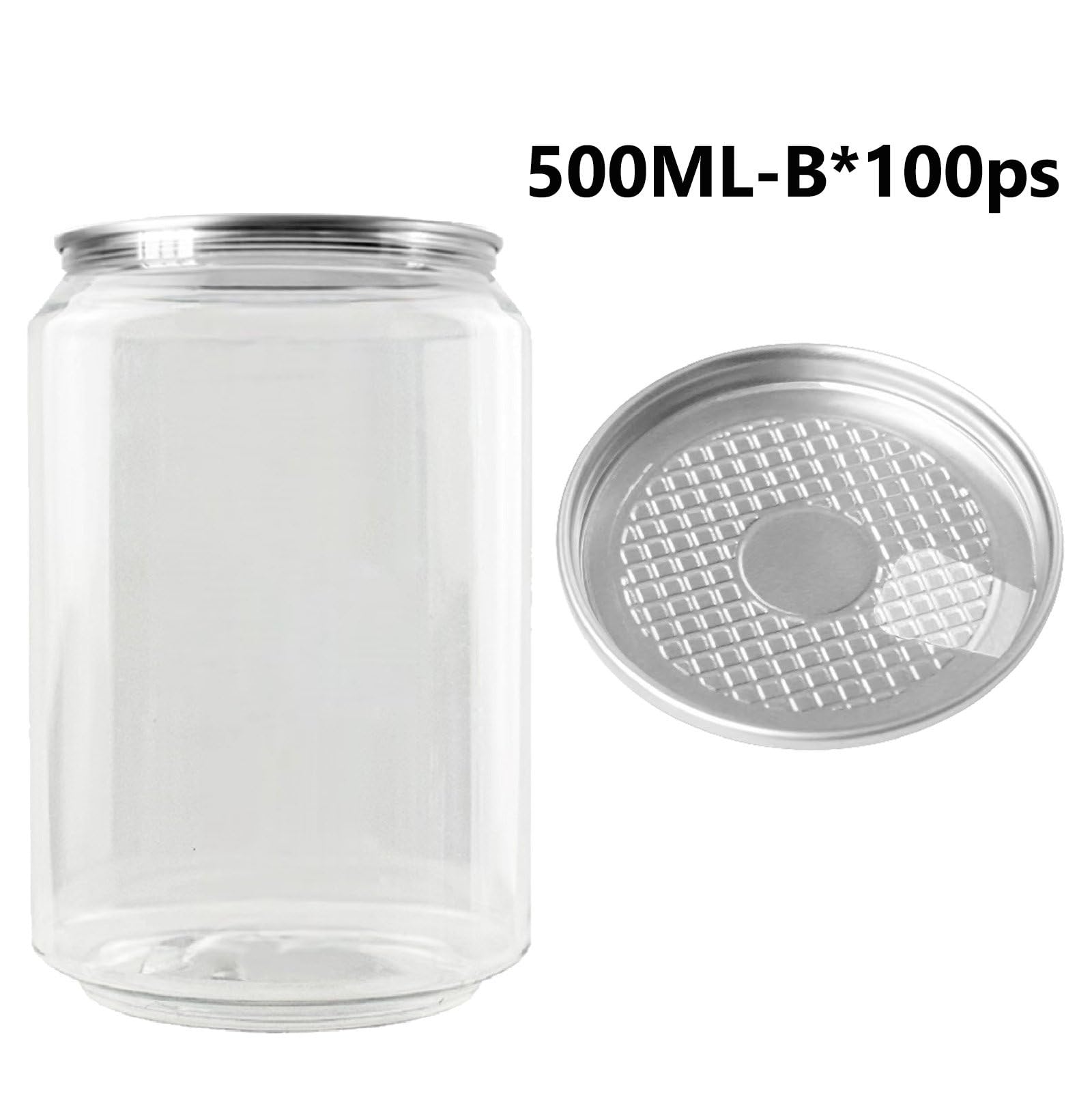 Bottiglie trasparenti per succhi con coperchio, contenitori sigillabili per succhi, latte, tè, caffè, acqua frizzante, set da 100, 500 ml ciascuna