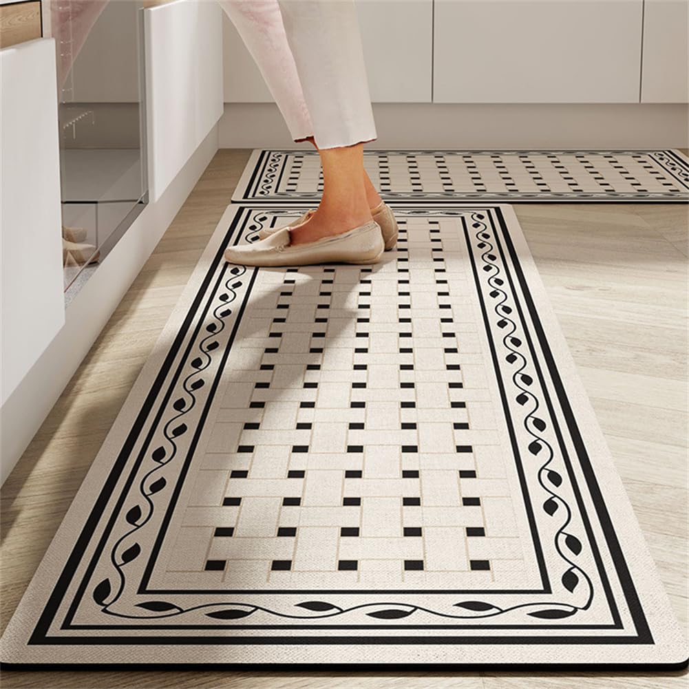 KüChenläUfer KüChenmatte 45x120cm, KüChenteppich Waschbar rutschfest, Teppich LäUfer Flur FußMatte Badematten, Wasser öL Aufnehmen Teppich KüChe Set, KüChe Wohnzimmer, Badezimmer Traditionell
