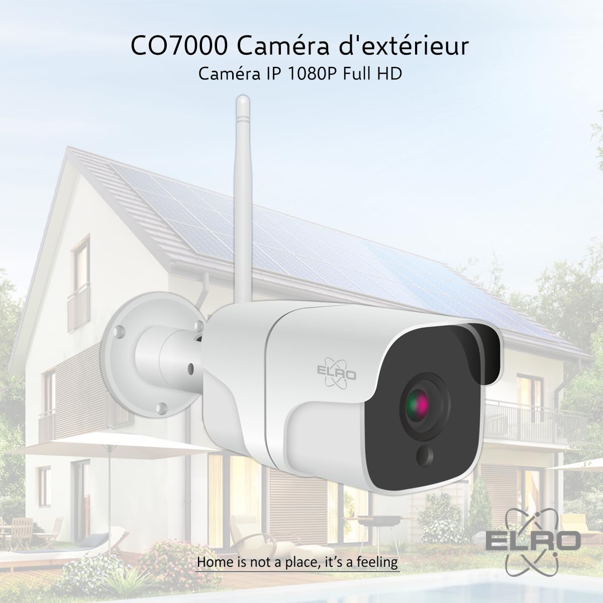 ELRO CO7000 Caméra de sécurité extérieure WiFi IP avec détecteur de Mouvement et Vision Nocturne - Caméra de Surveillance Full HD 1080P - Étanche IP66