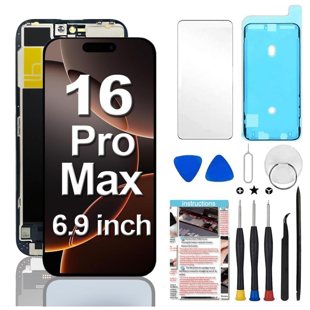 Photo 1 of Fixerman for iPhone 16 Pro Max Screen Replacement 6.9 inch, 3D Touch LCD Display Digitizer Assembly with Repair Tools - Model A3296,A3084,A3295,A3297