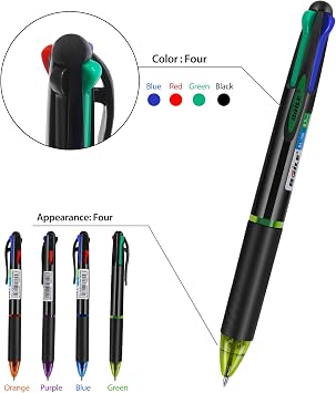 Baile 4 Colors Multifunctional pen 0.7 mm Ballpoint Pen in One Pen,Pack of 20