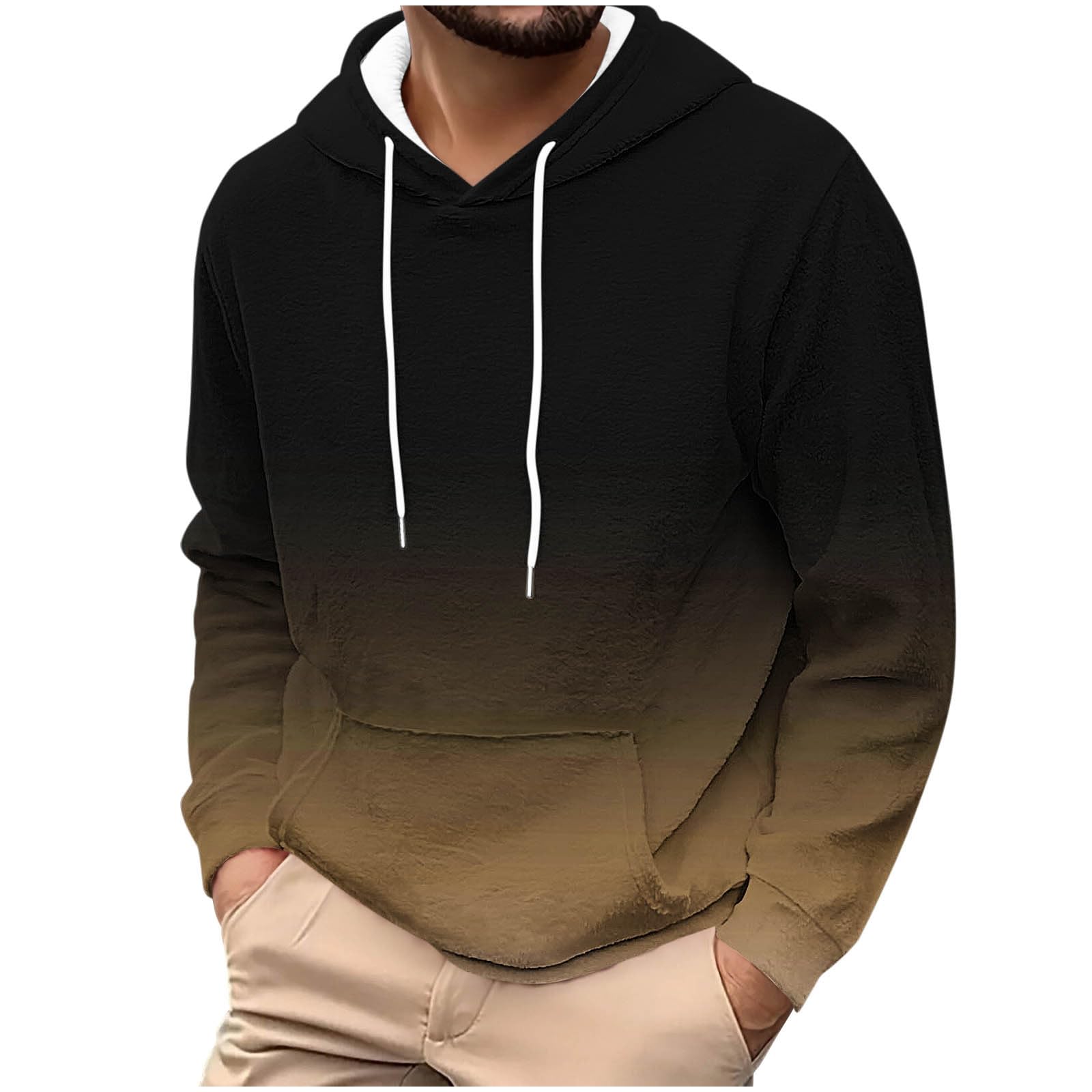 Sweatshirt Homme Mi-Saison à Capuche et Poches Coupe Ample - 6