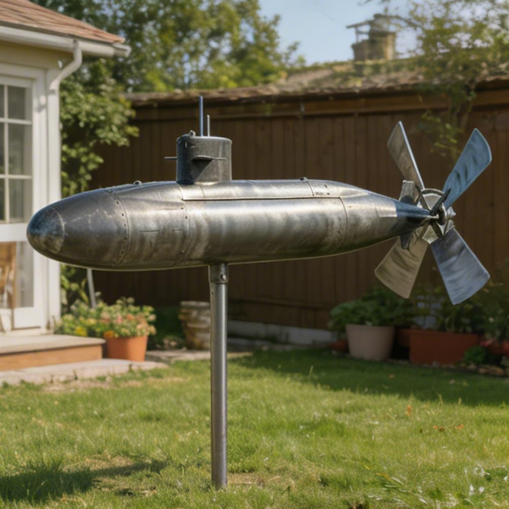 Molinillo de viento submarino, decoración de jardín al aire libre, giratorio submarino con cuchillas giratorias, escultura de viento de arte en movimiento para patio, molino de viento de hélice