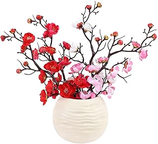 造花 梅の花 6本セット 多頭 梅枝 梅花小束 プラムブロッサム 本物そっくり 雰囲気作り シルクの花 枯れない花 縁起のいい お正月 結婚式 新年 撮影道具 部屋飾り パーティー飾り