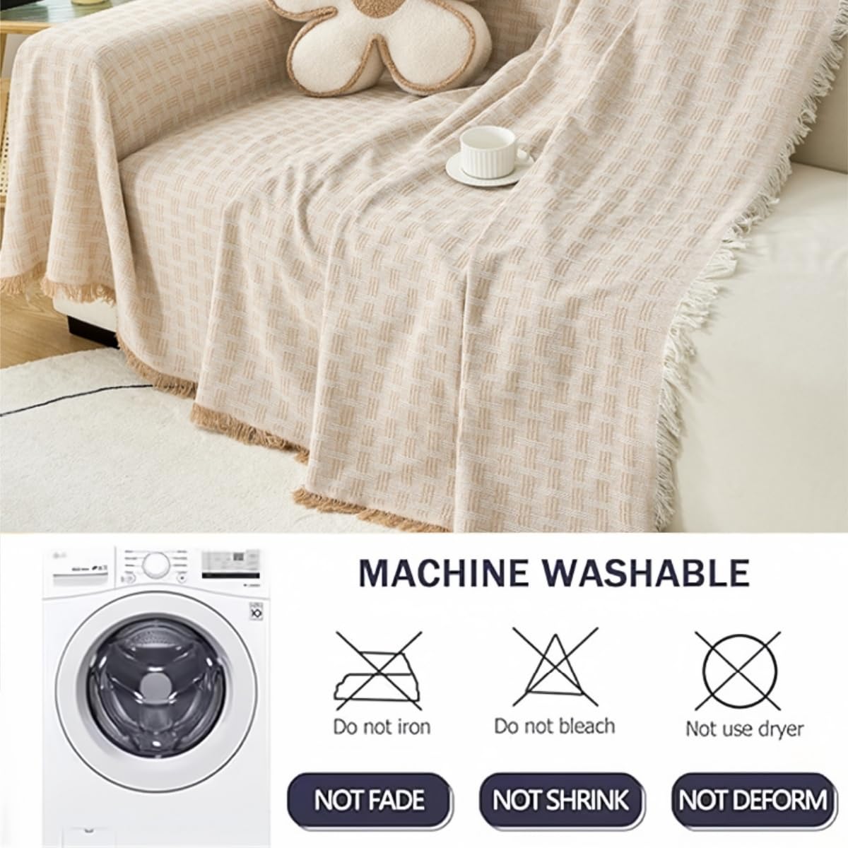 Manta Sofa Grandes para Cama Plaid Sofa 1 2 3 4 Plazas Colores Sólidos Sofa Plaid Cama Reversibles Sofá Asiento Cama Doble (Blanco,180x380cm)