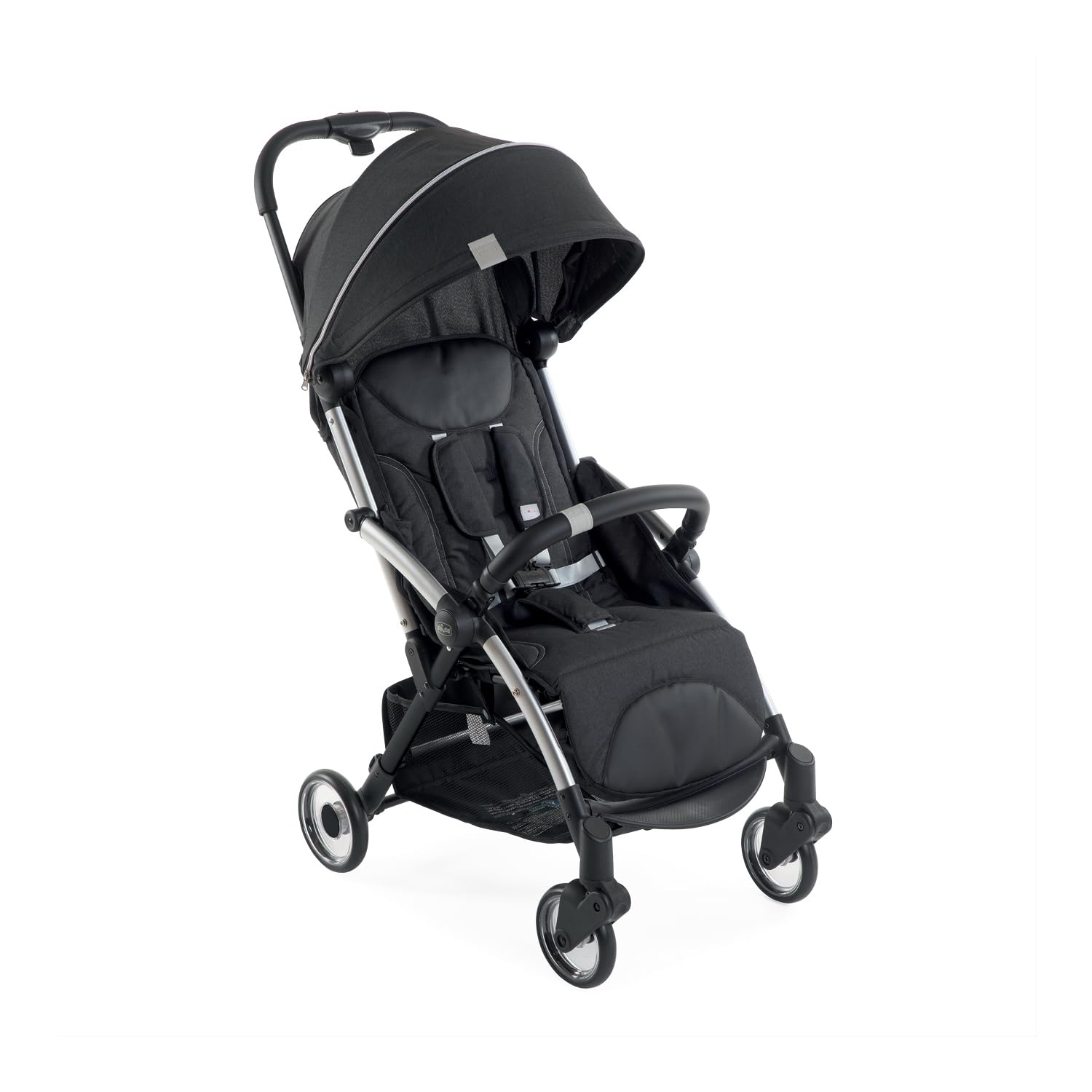 Chicco, Goody Plus Graphite, Poussette 0 Mois-4 Ans, Fermeture Automatique et Compacte, Capote Extensible avec Traitement UV50+ Anti-pluie, Dossier Inclinable et Réglable en 3 Positions, Repose-jambes