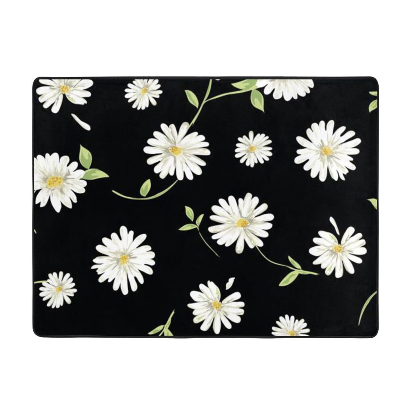 Tapis de porte d'entrée lavable et antidérapant en flanelle Daisy