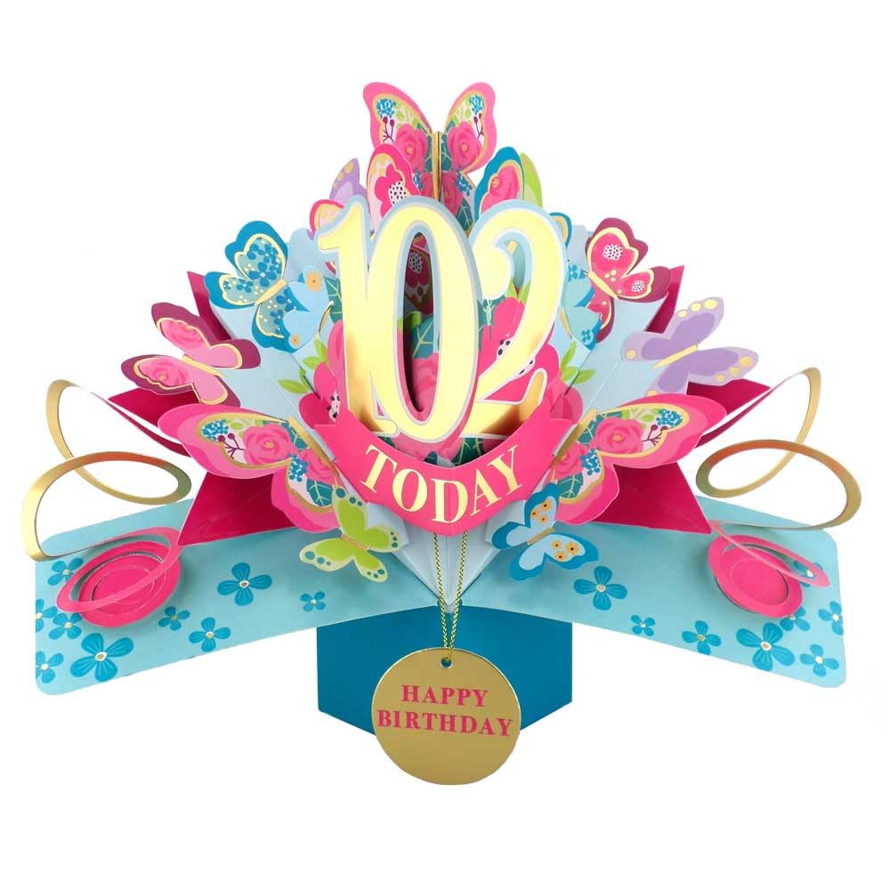 102 Today Happy 102nd Birthday Pop-Up Greeting Card Love Kate's Pop Up Cards Her Design POP236MC102 โ image 1