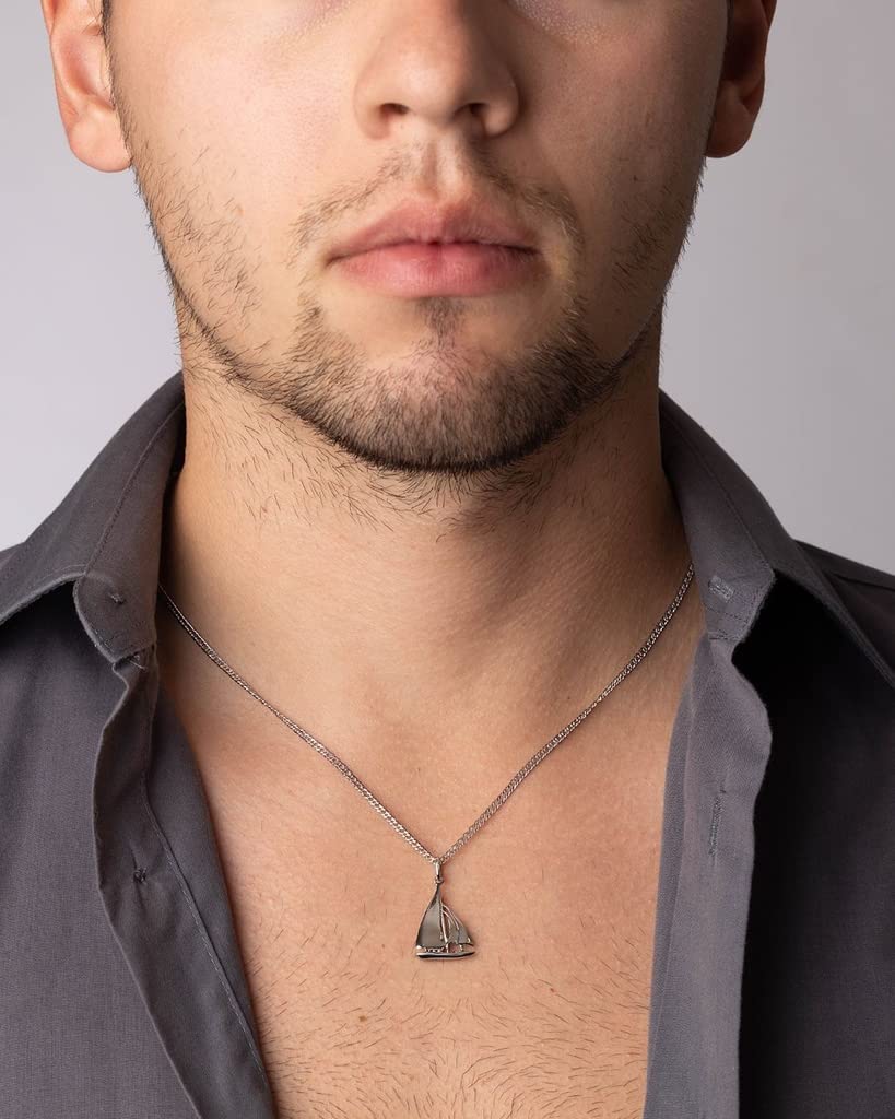 SILVEGO Ciondolo barca a vela in argento sterling 925 rodiato