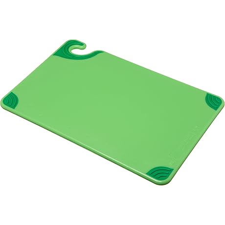 San Jamar Safety First! Green Pre-Color Coded Cutting Board: Saf-T-Grip Plastic Cutting...
