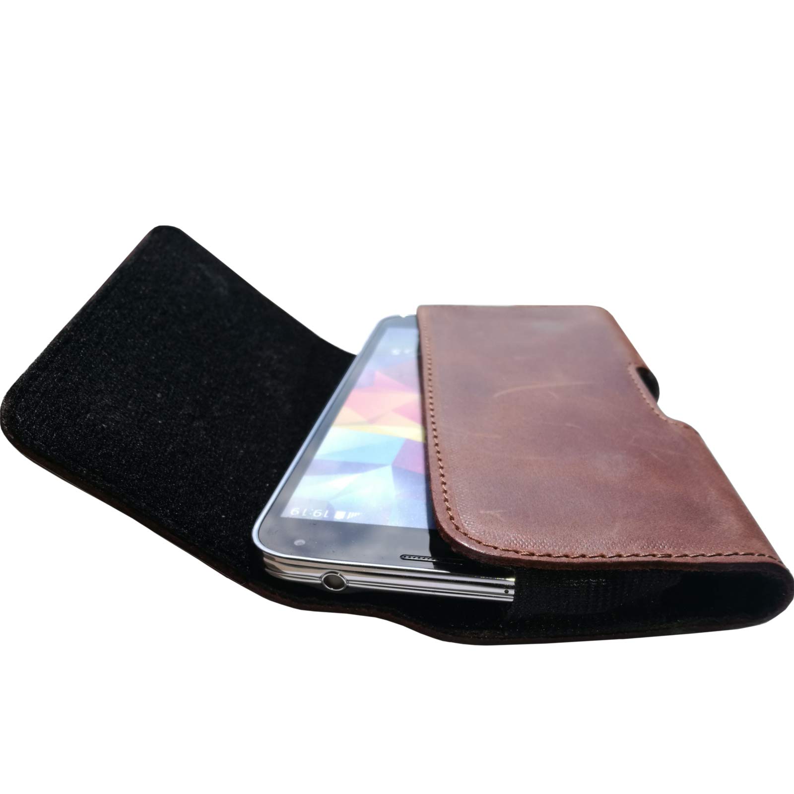 Etui na pasek z prawdziwej skóry pasuje do Samsung Galaxy A16 A06 A55 A35 A25 A15 A05 A14 A22 A23 A13 A04 S20 S21 S22 S23 S24 Ultra 5G etui ochronne skórzane etui na pasek klips szlufka XL brązowy