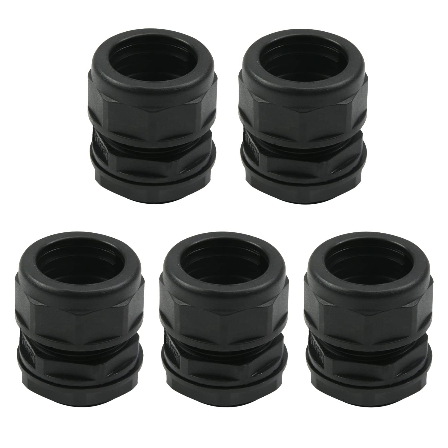 Juvielich 5Pcs Cable Gland Pipe Corrugated Tube Waterproof Joint AD21.2-M24 Adjustable Locknut Pipe Clamps Black-image-46