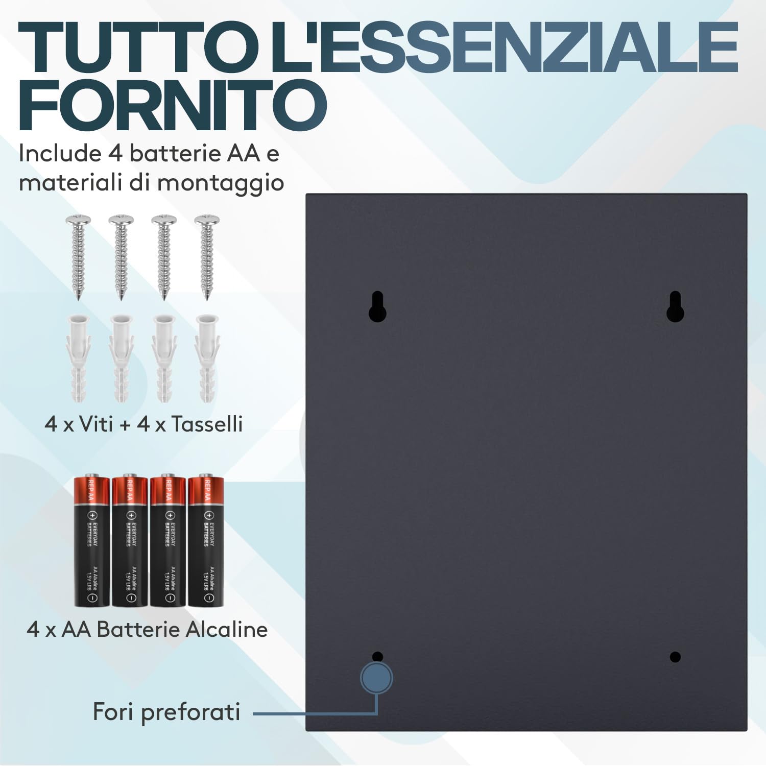 Acropaq Cassetta portachiavi con codice - Per un massimo di 48 chiavi, 48 portachiavi inclusi, Armadietto portachiavi sicuro per la conservazione delle chiavi, Nero - Portachiavi da parete chiuso