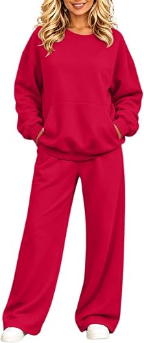 Sweatsuits Women 2 Piece Outfit Petite Crew Neck Sweatshirt and Pants Set