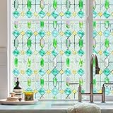 3D Stained Glass Window Film, Decorative Window Privacy Film for Bathroom,Front Door,Home, Sun Blocking Heat Control,Static Cling,Glass Haven 23.6inch x 35.4inch