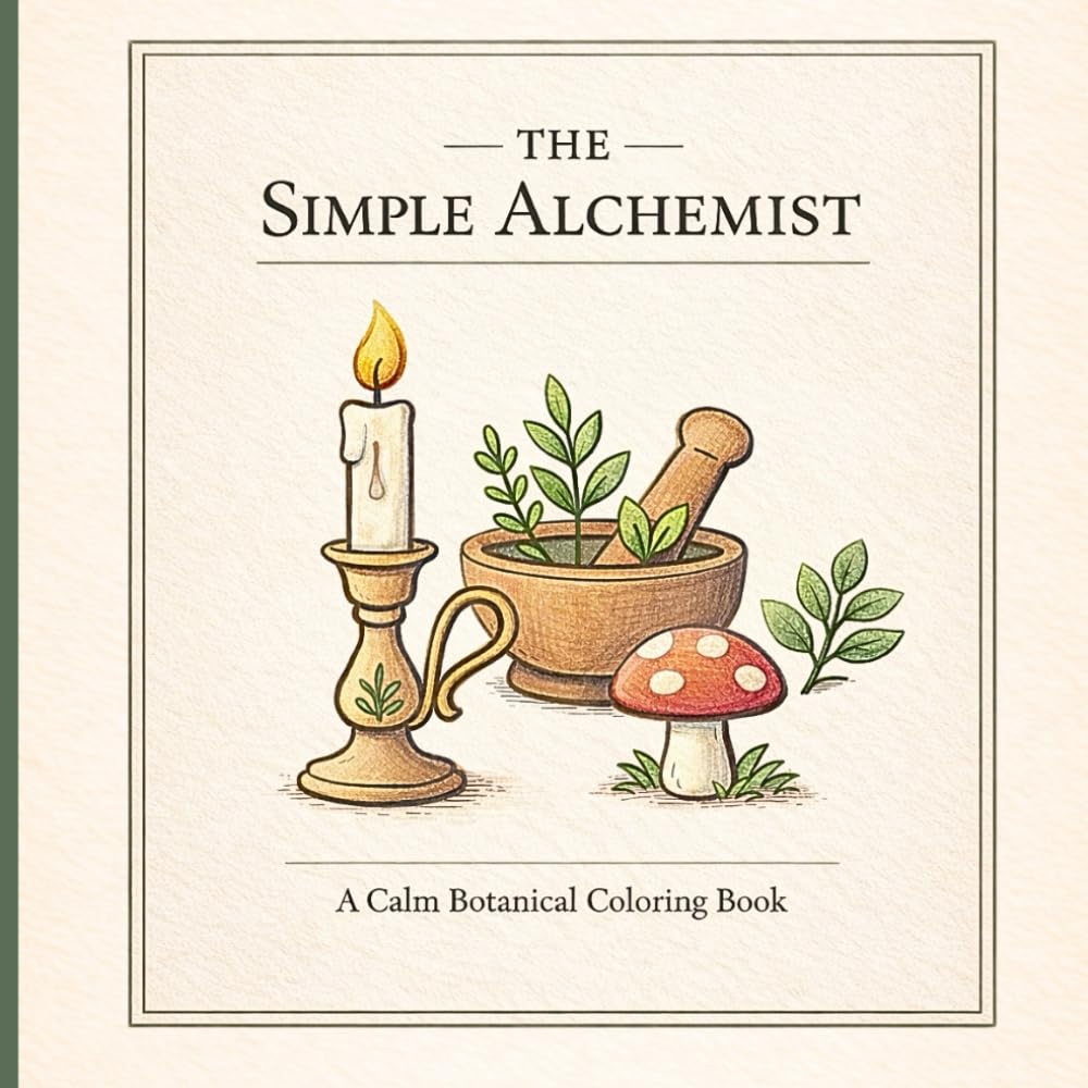 The Simple Alchemist Coloring Book, Relaxing and Simple Adult Coloring Book, 45 Unique Pages