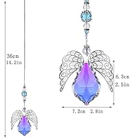 Vista 3 de HDCRYSTALGIFTS Colgante de ángel guardián de cristal de 14'' con atrapasoles de arcoíris y prismas de cristal para ventanas de casa, jardín