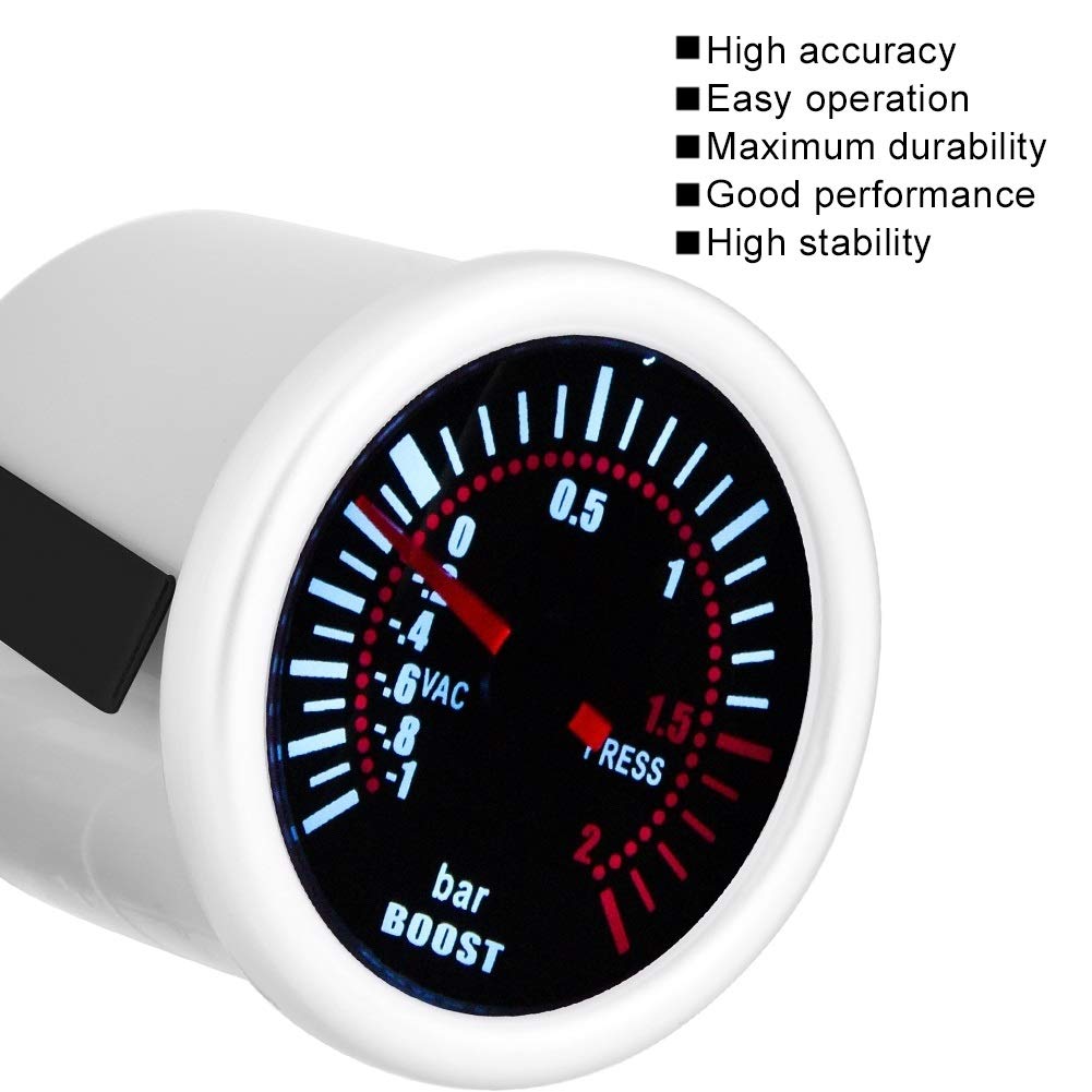 Manometre pression turbo, 2" 52mm Universel LED Bar Manomètre Turbo Mètre Jauge