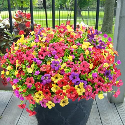 Yastouay Artificial Flowers for Outdoors 14 Bundles Realistic Fake Flowers