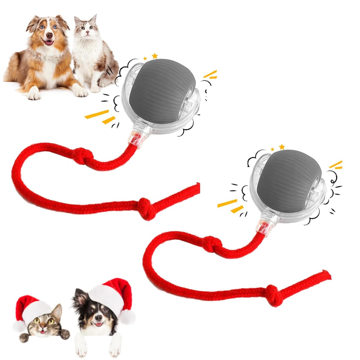 Interactive Chewie Viral Rolling Ball - 360° Smart Automatic Pet Toy for Cats & Dogs, Electric Chase Mate, Rechargeable Irregular Moving (Grey*2)