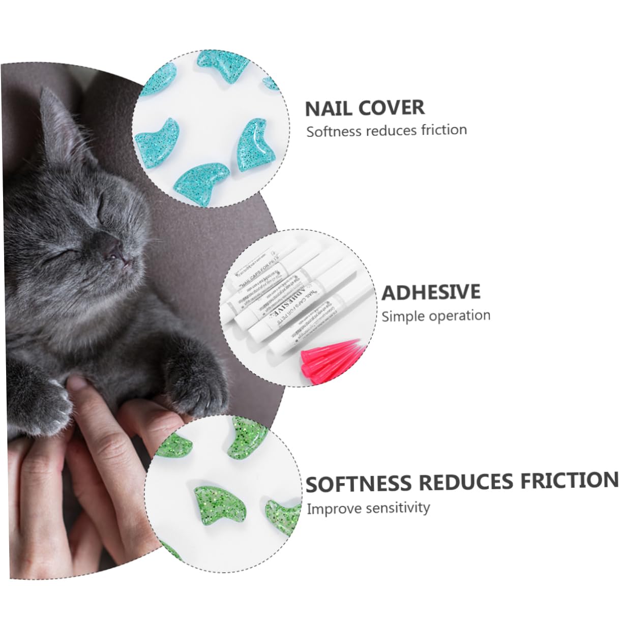 Sosoport 300 Pcs Ensemble D'Ongles pour Animaux De Compagnie Capuchons De Griffe De Chaton Couvre-Griffes De Chaton Couvre-Ongles De Chat Conseils D'Ongles De Chat Accessoires De