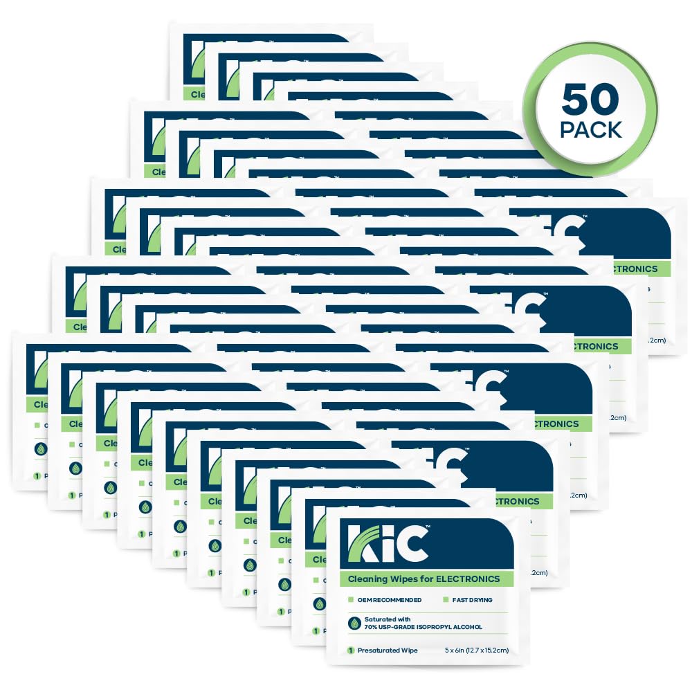 KICTeam - Toallitas de limpieza electrónicas 70% IPA (50 toallitas) - Presaturadas