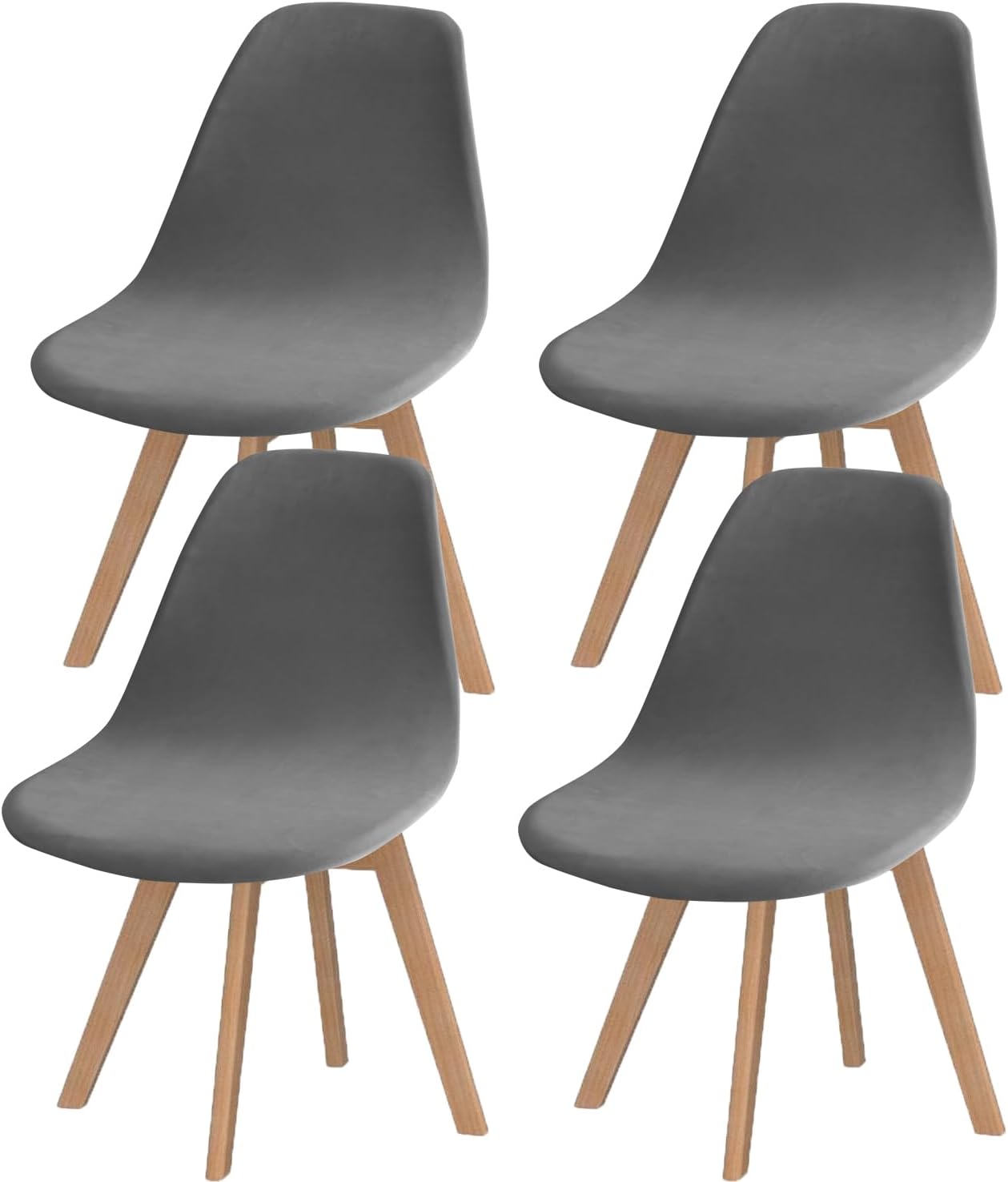 Pack of 4 Velvet Mid Century Modern Dining Chair Covers, Armless Chair Cover,Living Room Side Chair Slipcovers (Burgandy)