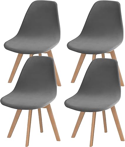 Miniatura 11 de Paquete de 4 fundas de terciopelo para sillas de comedor modernas de mediados de siglo, fundas para sillas de comedor sin brazos, fundas para sillas