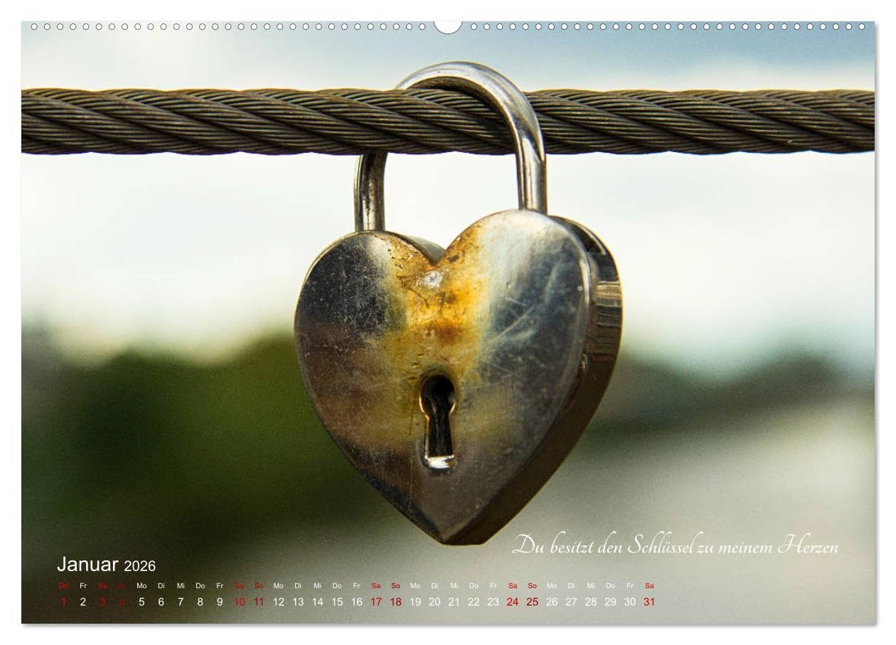 Emotionale Herzensdinge (hochwertiger Premium Wandkalender 2026 DIN A2 quer), Kunstdruck in Hochglanz: Bilder von Herzen mit romantischen Sprüchen über Liebesglück und Liebesleid (CALVENDO Kunst)