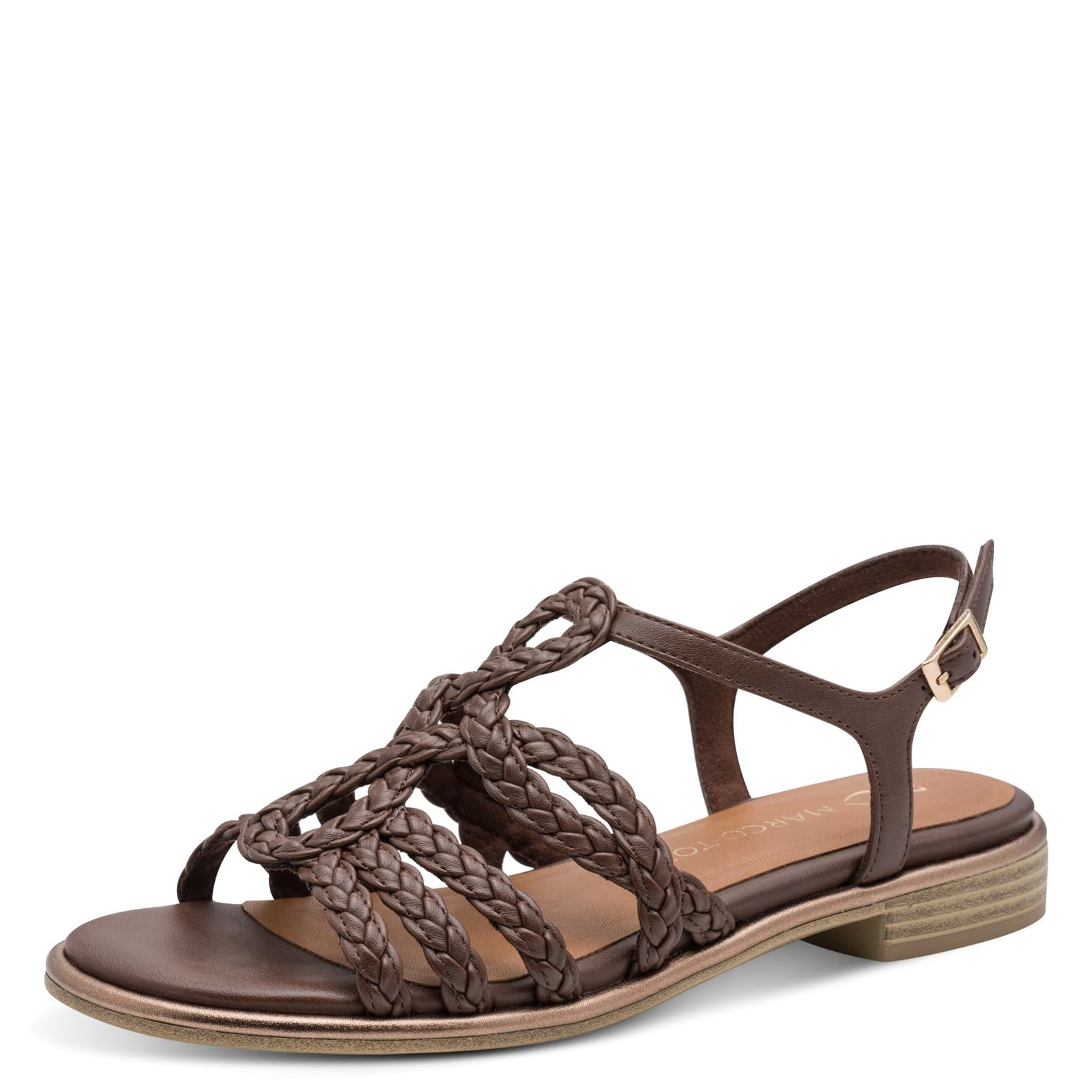 MARCO TOZZI women's sandal soft Feel Me footbed vegan soft lining modern, brown (MOCCA), 4.5 UK