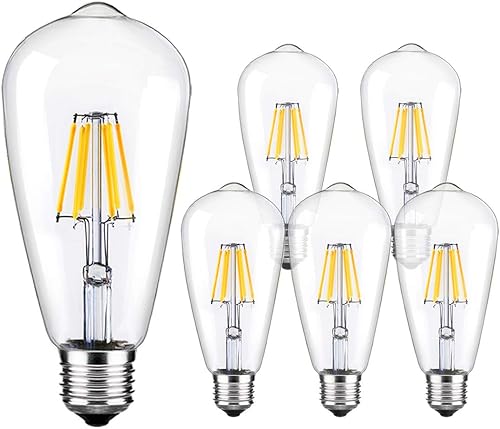 LUXON Bombilla LED Edison regulable estilo vintage 6 W 5500 K luz diurna brillante blanca E26E27 paquete de 6 bombillas antiguas disponible en Yaxa Colombia