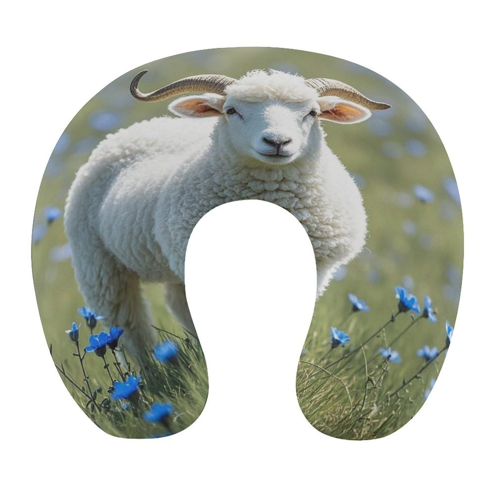 FekiLoot Sheep Travel Pillow U Shaped Neck Pillow Comfortable Memory Foam Pillow Portable Soft Headrest Lightweight Neck and Head Support for Planes Trains Self-Driving Cars