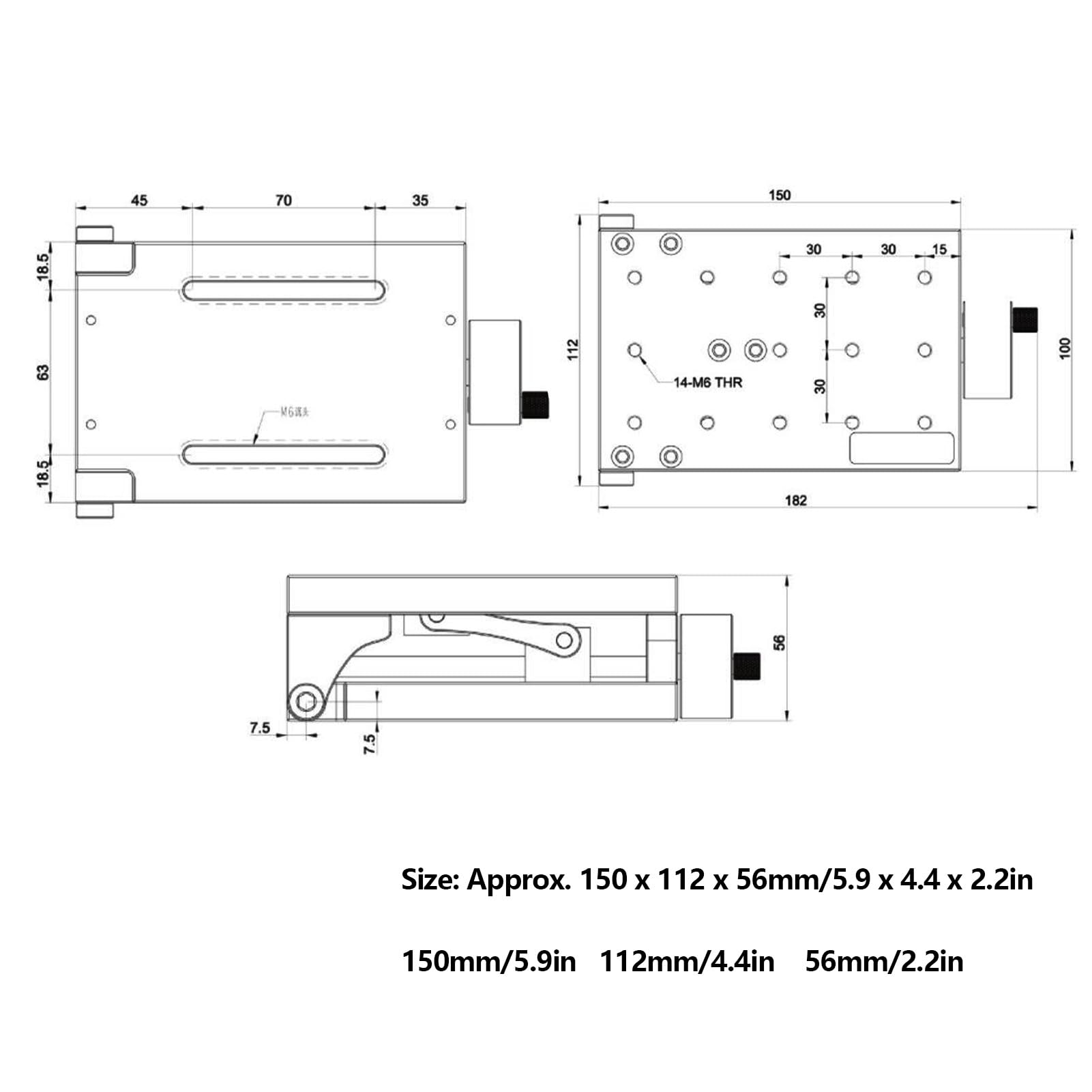 Fafeicy Piattaforma Regolabile per Macchinari, Lega di Alluminio, Angolo 0-65°, 150x112x56mm, Inclinabile per Collaudo e Produzione
