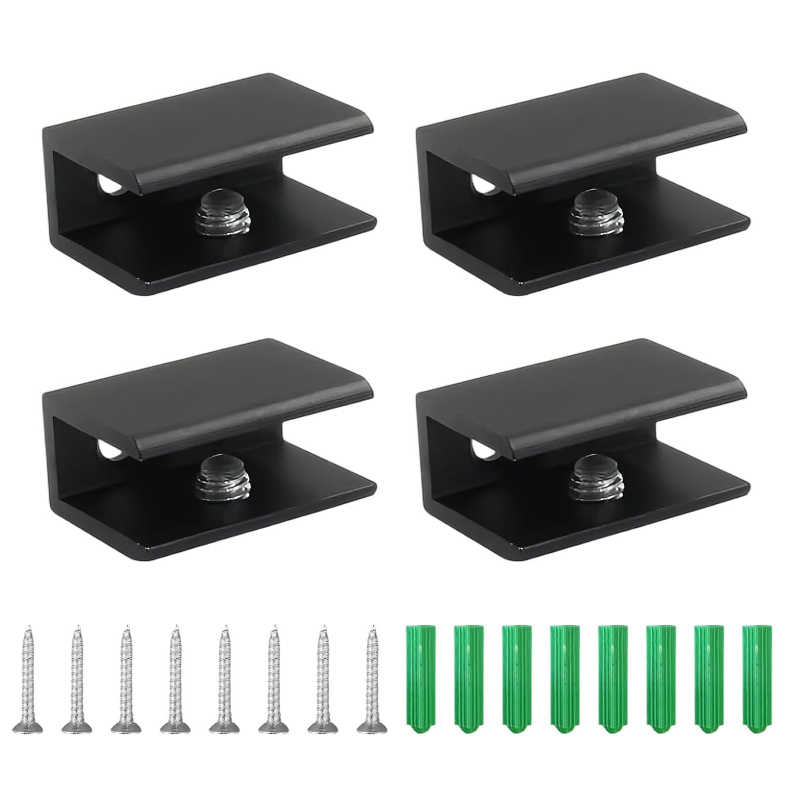 8 Stuks Zwarte/witte Vierkante Glasklemmen For 8-10 Mm Roestvrijstalen Achterkant Plankklemhouder Inbusschroevendraaier